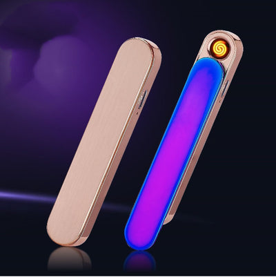 Stylish electronic cigarette lighter in zinc alloy, featuring windproof design and USB charging functionality.